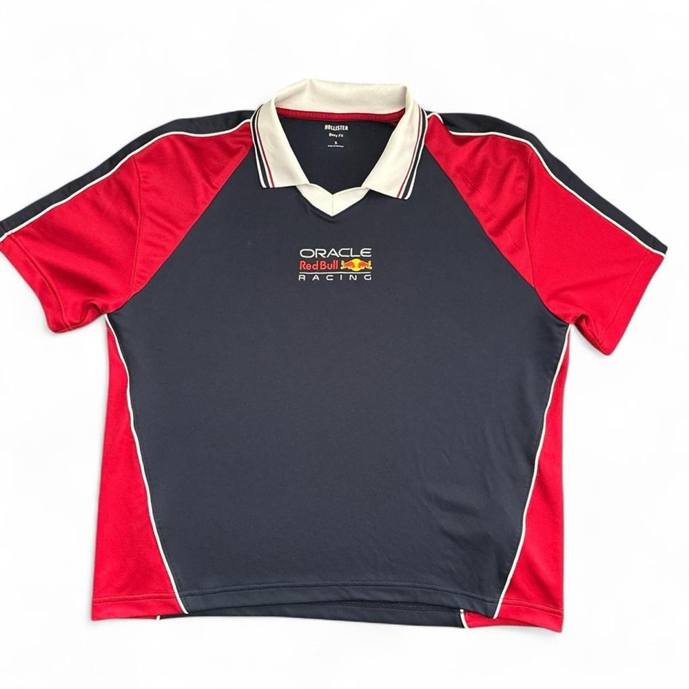 Hollister Polo Shirt - Red and navy blue